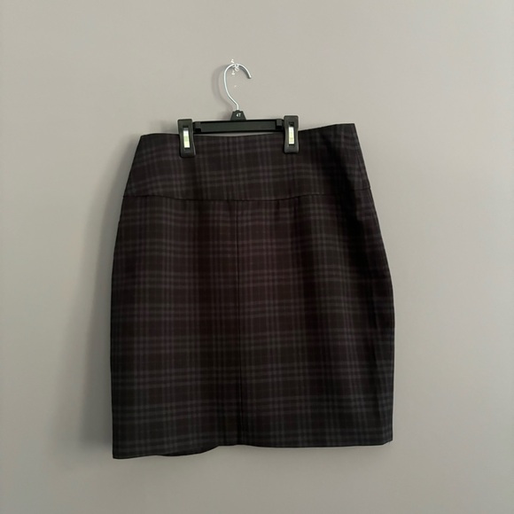 Bedo Size 6 Black and Brown Plaid Pencil Asymmetrical Skirt - Picture 6 of 10